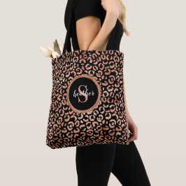 Bolsa Tote Impressão em Animais Leopardo Preto-Quic Monograma