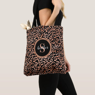 Bolsa Tote Impressão em Animais Leopardo Preto-Quic Monograma