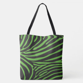 Bolsa Tote Impressão em Zebra Verde limão e Preta