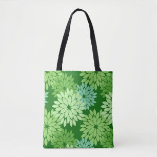 Bolsa Tote Impressão floral moderno do quimono, verde limão