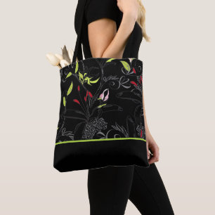 Bolsa Tote Impressão floral preto