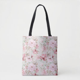 Bolsa Tote Impressão Floral Rosa
