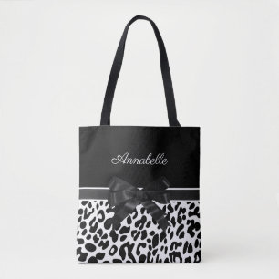 Bolsa Tote Impressão Leopardo de Fita Negra