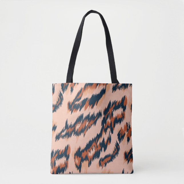 Bolsa Tote Impressão Leopardo: Design sem costura têxtil. (Frente)