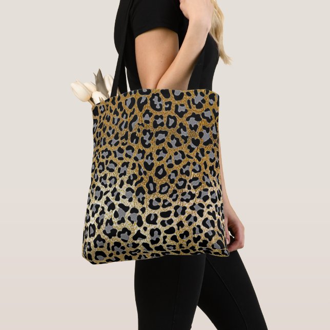 Bolsa Tote Impressão Leopardo Dourada  (Close Up)