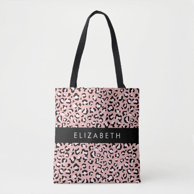 Bolsa Tote Impressão Leopardo, Manchas, Leopardo Rosa, Seu No (Frente)