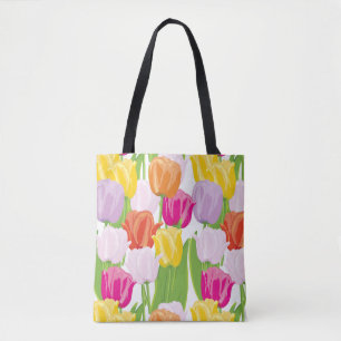 Bolsa Tote Impressão multicolorido gigante da tulipa