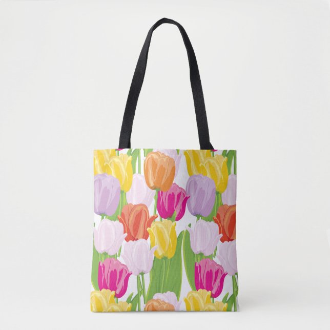 Bolsa Tote Impressão multicolorido gigante da tulipa (Frente)