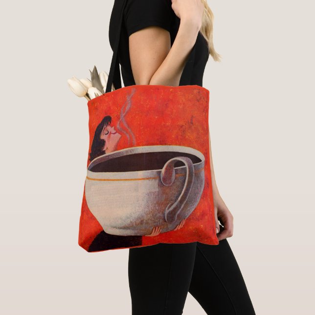 Bolsa Tote impressão para beber café grande (Close Up)