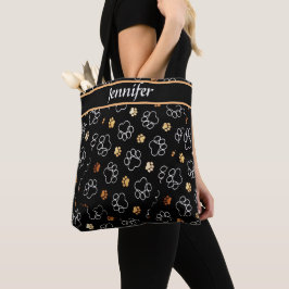 Bolsa Tote Impressão personalizada de pata de gato e cão