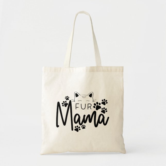 Bolsa Tote Impressão preto com pelo de mamã com pintura de pa (Frente)