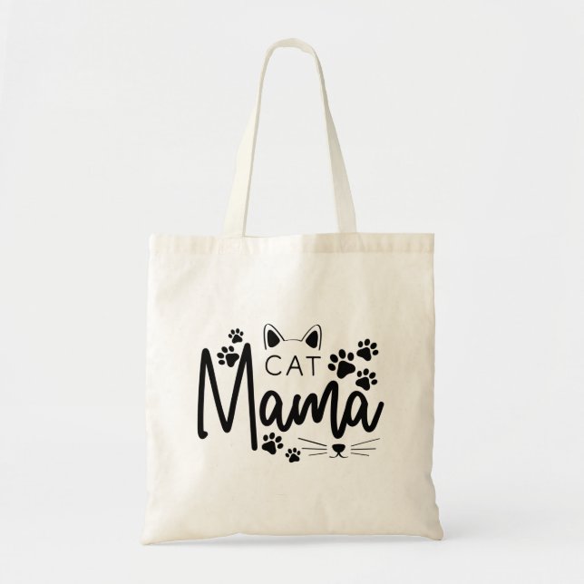 Bolsa Tote Impressão preto Gato-de-mamã-pata-pintada (Frente)