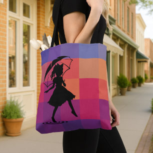 Bolsa Tote Impressão quadrado colorido com a barra de ferrame