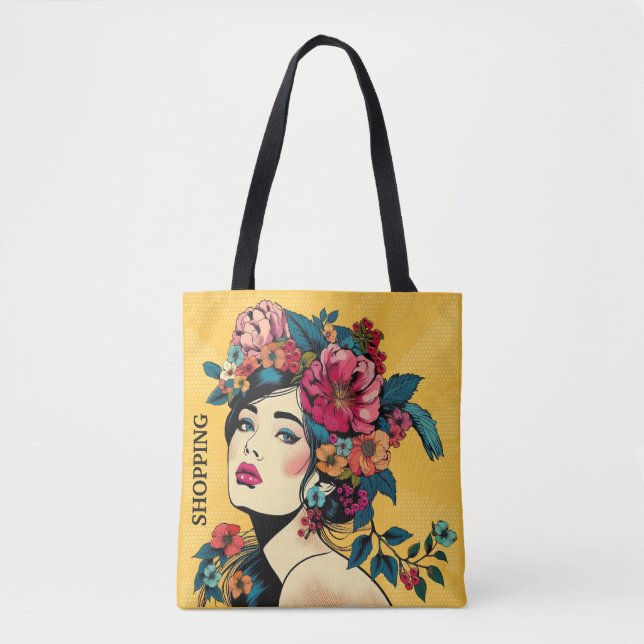 Bolsa Tote Impressão Var02 da Arte de Compras (Frente)
