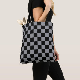 Bolsa Tote Impressão Xadrez Preto e Cinza