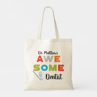 Bolsa Tote Impressionante Dentista Letras Coloridas em Preto