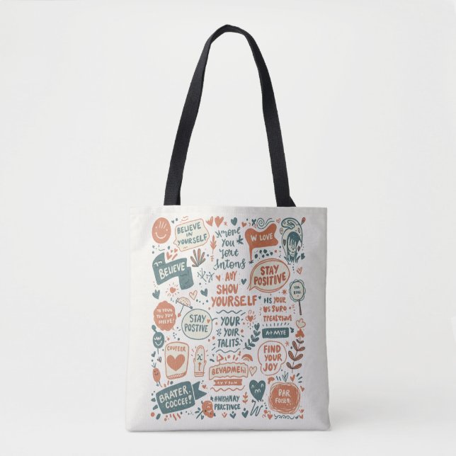 Bolsa Tote Impressões de Arte de Rabisco Impressionam seu Esp (Frente)