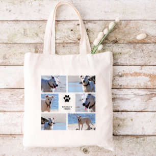 Bolsa Tote Impressões de pata - Colagem de fotos de cães