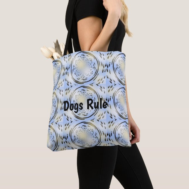 Bolsa Tote Impressões de Pata de Cachorro Azul (Close Up)