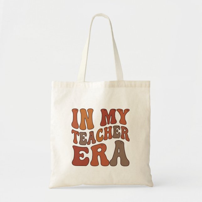 Bolsa Tote In My Teacher Era Retro Wavy Typography (Frente)