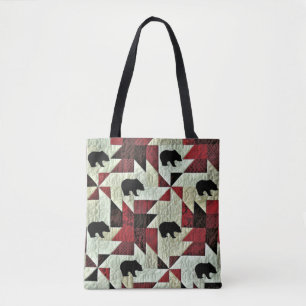 Bolsa Tote Inclinação do Urso Negro