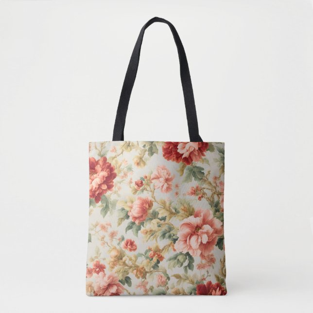 Bolsa Tote Incríveis Flores, Folhas. Pintura (Frente)