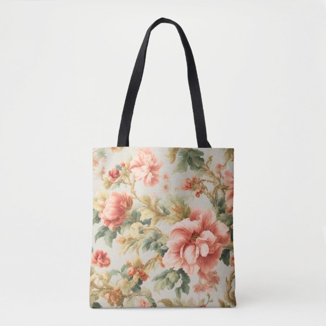 Bolsa Tote Incríveis Flores, Folhas. Pintura (Frente)
