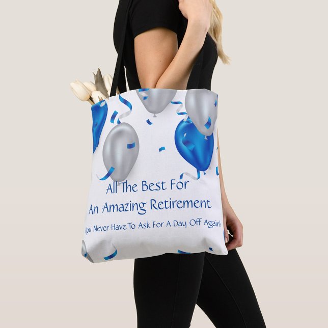 Bolsa Tote Incrível Reforma (Blue Balloons Amazing Retirement Quote Tote Bag!)