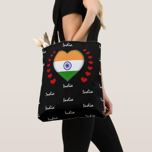 Bolsa Tote Indiano Flag & Heart, Indian Flag fashion/sport