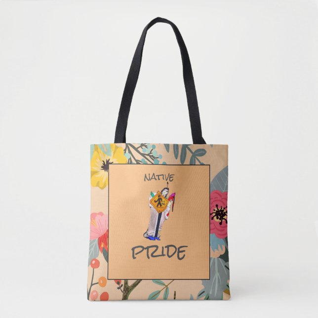 Bolsa Tote Indígena Americana Ainda Aqui Ayasha Cartoon Flora (Frente)