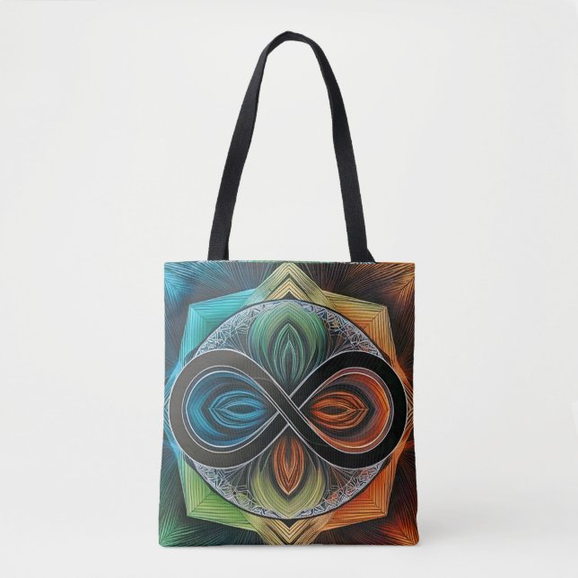 Bolsa Tote Infinity Mandala African Tribal Mask Abstrato (Frente)