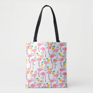 Bolsa Tote Inflamingo, amarelo-abacaxi, cor-de-água rosa