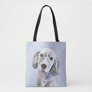 Bolsa Tote Inglês Setter Blue Belton pintando arte canina