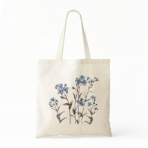 Inglês Wildflower Forget-Me-Not Flower Tote Bag