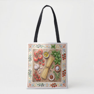Bolsa Tote Ingredientes de Massa Italiana da Cozinha Mediterr