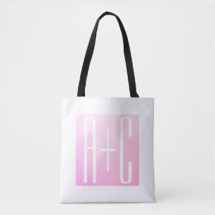 Bolsa Tote Iniciais do casal Gradação Rosa Sutil