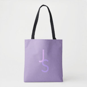 Bolsa Tote Iniciais Monogramadas Sobrepostas Modernas Roxo