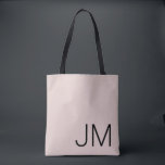 Bolsa Tote Iniciais Monogramas sobredimensionados Preto-Rosa<br><div class="desc">Monograma moderno. As iniciais pretas são realçadas em um fundo cor-de-rosa com pincel sólido.</div>