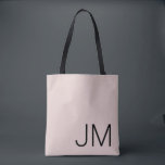 Bolsa Tote Iniciais Monogramas sobredimensionados Preto-Rosa<br><div class="desc">Monograma moderno. As iniciais pretas são realçadas em um fundo cor-de-rosa com pincel sólido.</div>