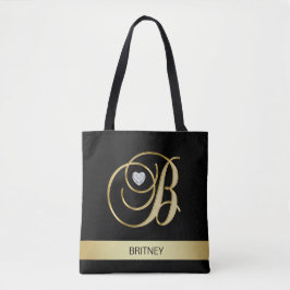 Bolsa Tote Iniciais Monogrammed pretas Dourados originais B