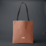 Bolsa Tote Iniciais personalizadas de monograma de terracota<br><div class="desc">Simples e elegante terracotta e iniciais brancas do monograma personalizado Nome Tote Bag personalizado de cor simples e clara</div>