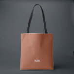 Bolsa Tote Iniciais personalizadas de monograma de terracota<br><div class="desc">Simples e elegante terracotta e iniciais brancas do monograma personalizado Nome Tote Bag personalizado de cor simples e clara</div>