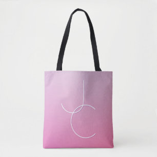 Bolsa Tote Iniciais Sobrepostos Modernos 2 Mouse rosa