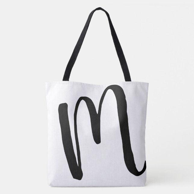Bolsa Tote inicial com nome branco simples e agradável (Verso)