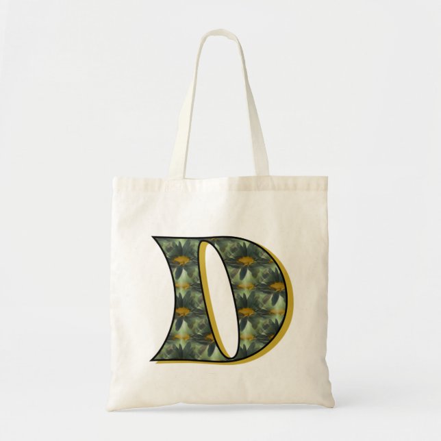 Bolsa Tote Inicial D de Monograma de Margarida (Frente)