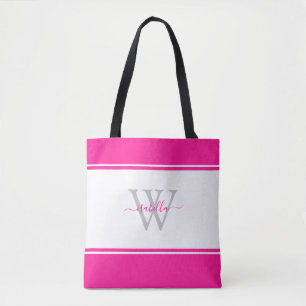 Bolsa Tote Inicial de Letra Maiúscula Magenta Rosa Vibrante P