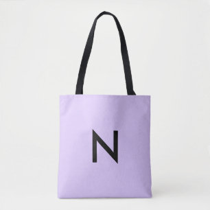 Bolsa Tote Inicial de Monograma Personalizado Lilás Simples M