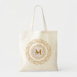 Bolsa Tote Inicial & Nome Elegante com Brilho Dourado