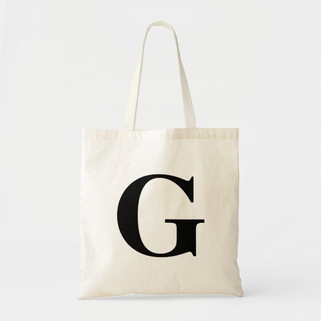 Bolsa Tote Inicial Preto Simples Moderno (Frente)