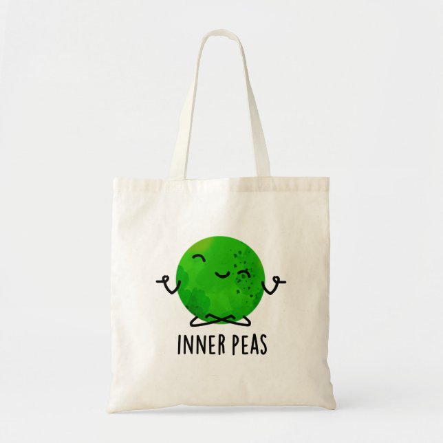 Bolsa Tote Inner Peas Engraçado Meditando Pea Pun (Frente)